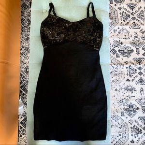 Black sequined mini dress